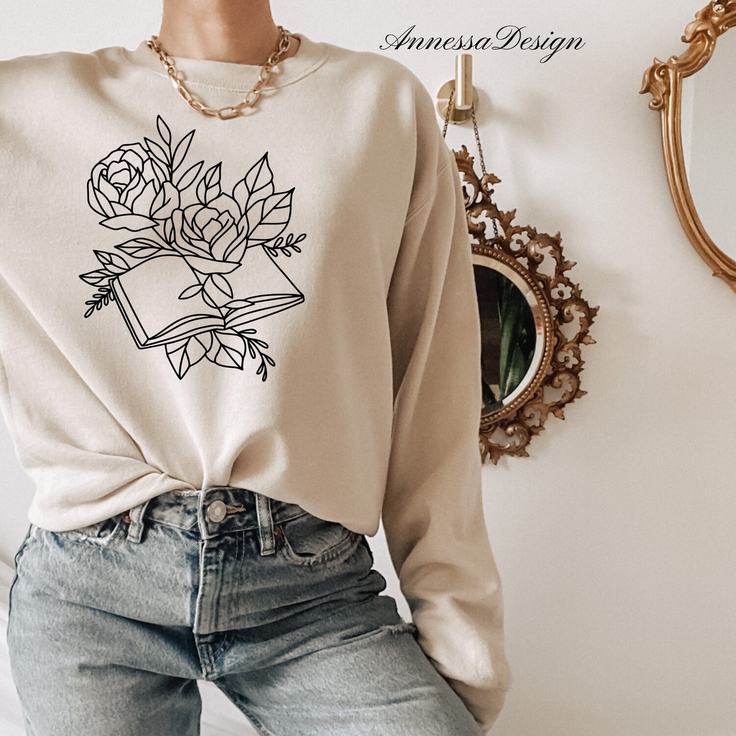 Wildflowers Book Lover Bibliophile Floral Reader Flower Cute Sweatshirt image 7