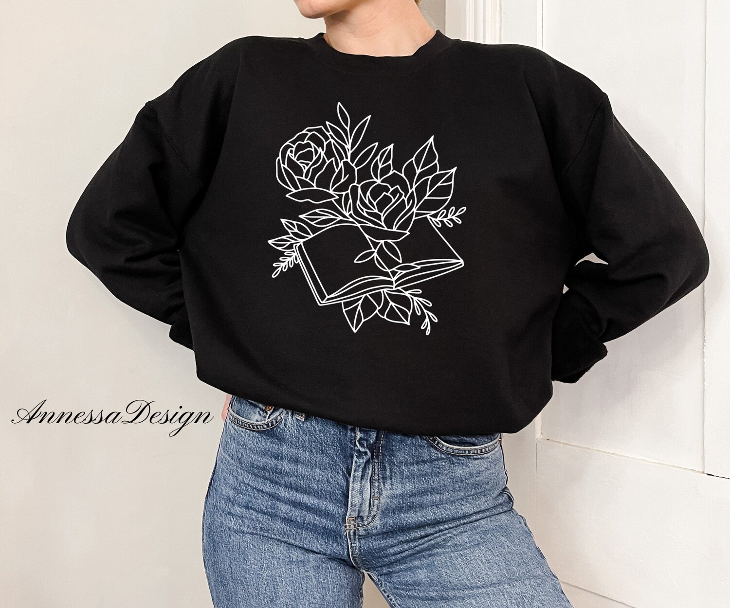 Wildflowers Book Lover Bibliophile Floral Reader Flower Cute Sweatshirt image 2