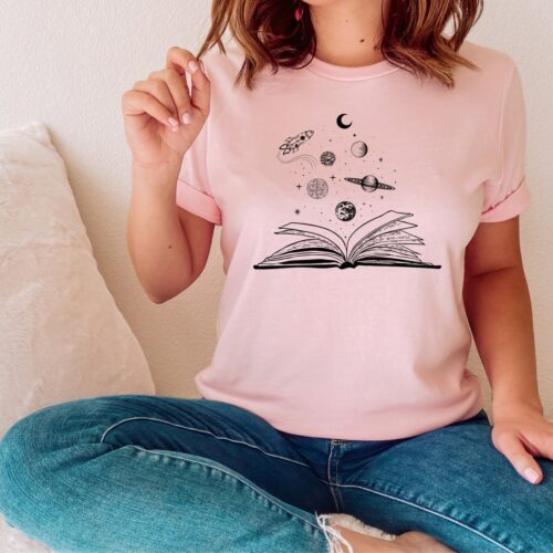 Dark Academia Books And Space Galaxy Supernatural Rocket Science Cosmo Shirt image 0