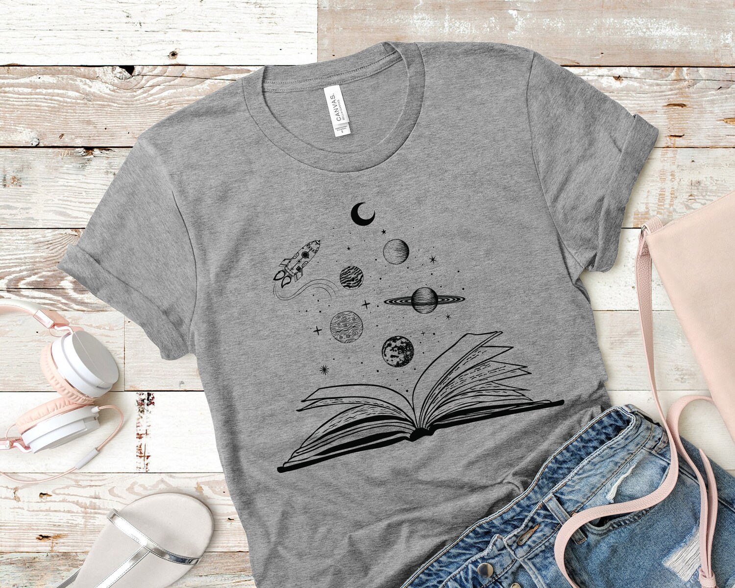 Dark Academia Books And Space Galaxy Supernatural Rocket Science Cosmo Shirt image 3