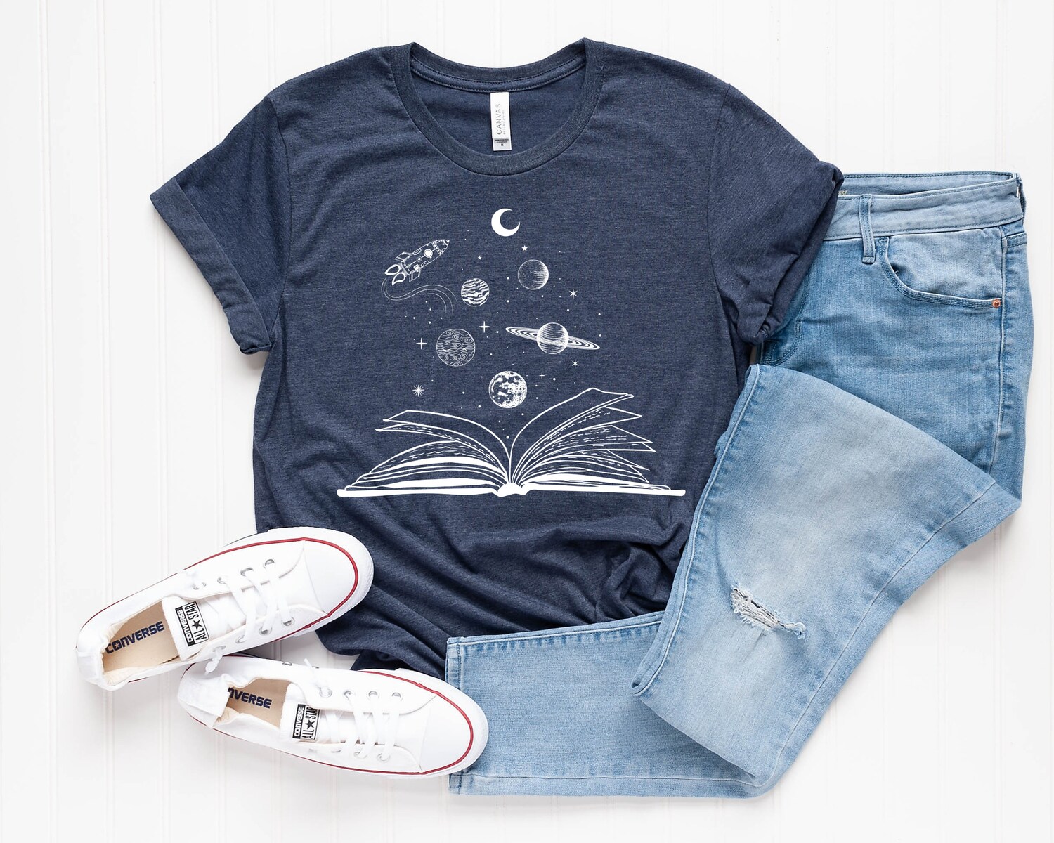 Dark Academia Books And Space Galaxy Supernatural Rocket Science Cosmo Shirt image 4