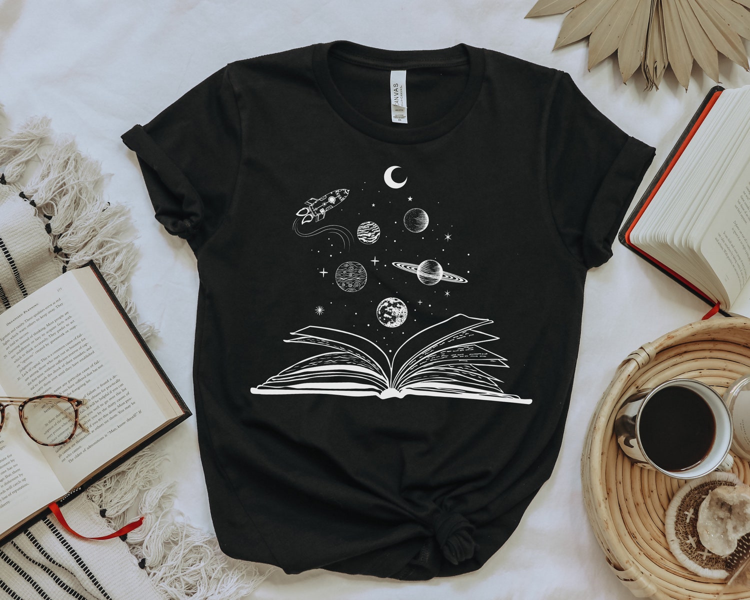 Dark Academia Books And Space Galaxy Supernatural Rocket Science Cosmo Shirt image 5