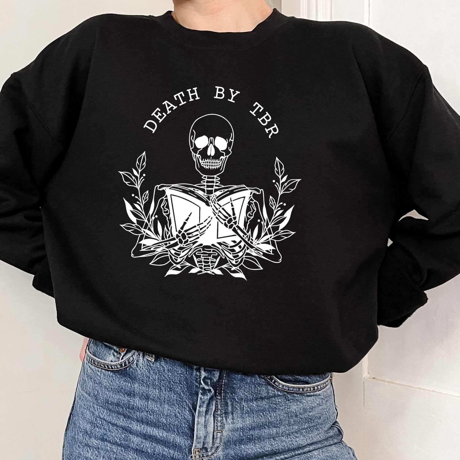 Death By TBR Bookish Bibliophile To Be Read Pile Lover Plant Skeleton Shirt image 2