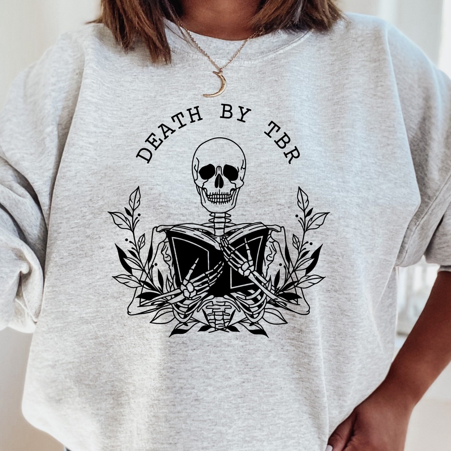 Death By TBR Bookish Bibliophile To Be Read Pile Lover Plant Skeleton Shirt image 4