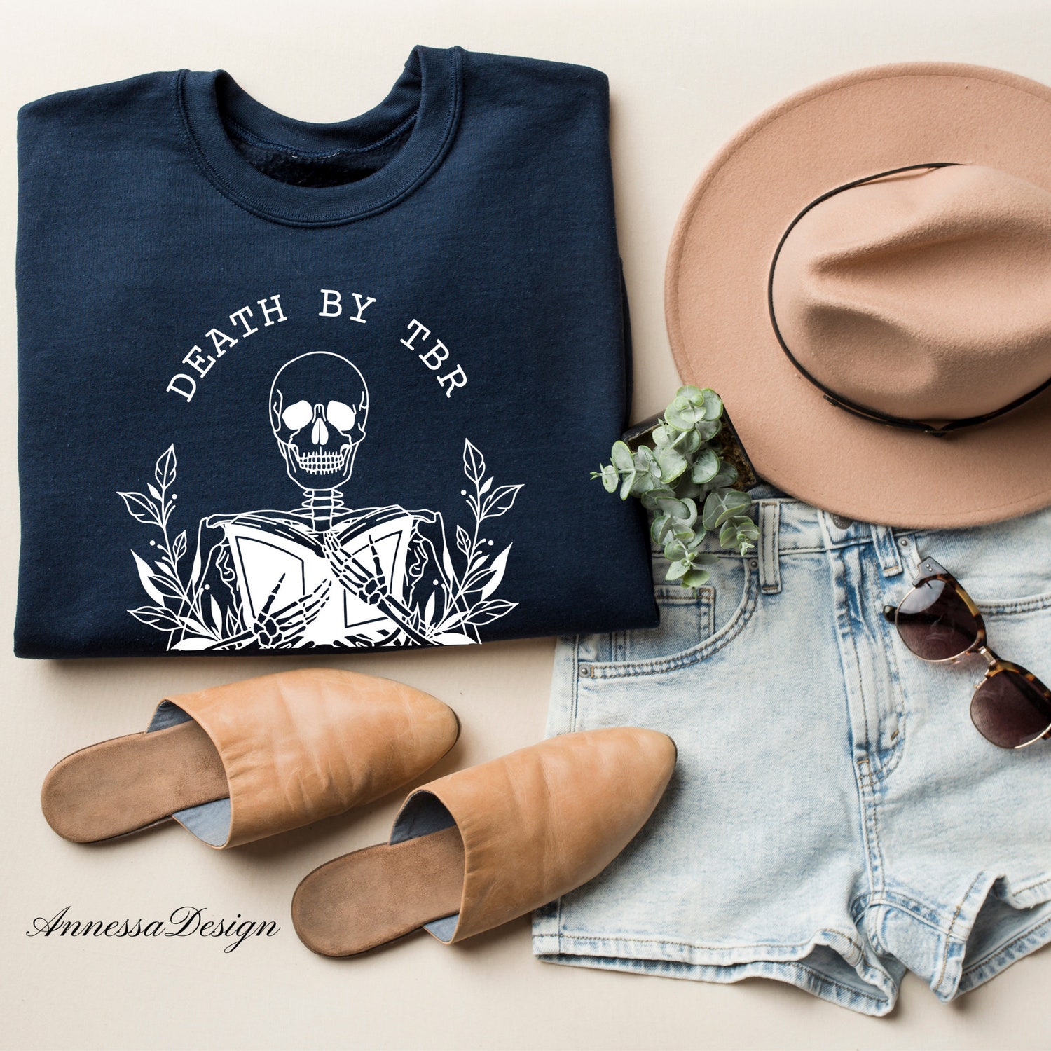 Death By TBR Bookish Bibliophile To Be Read Pile Lover Plant Skeleton Shirt image 5