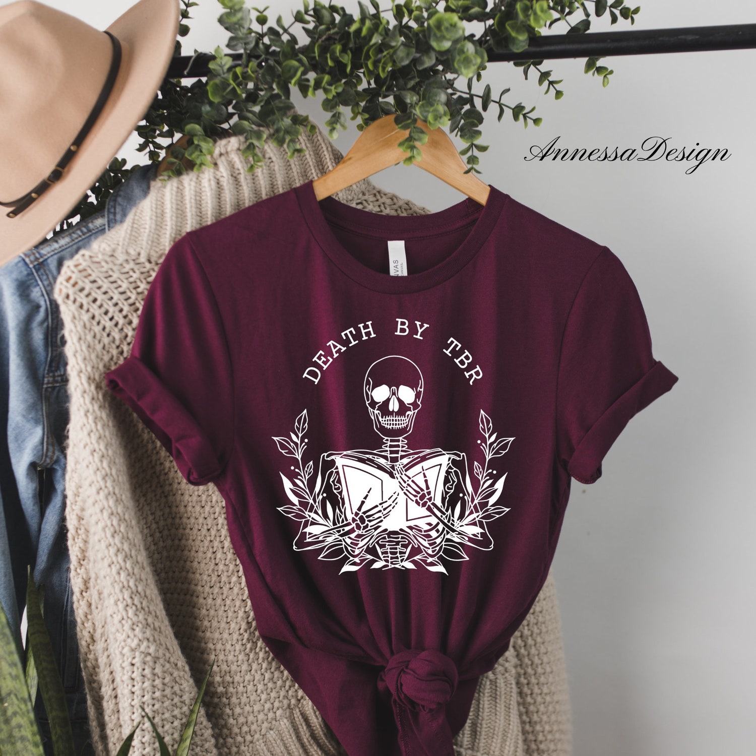 Death By TBR Skeleton Bibliophile Reading Pile Lover Bookworm Flower Shirt image 6