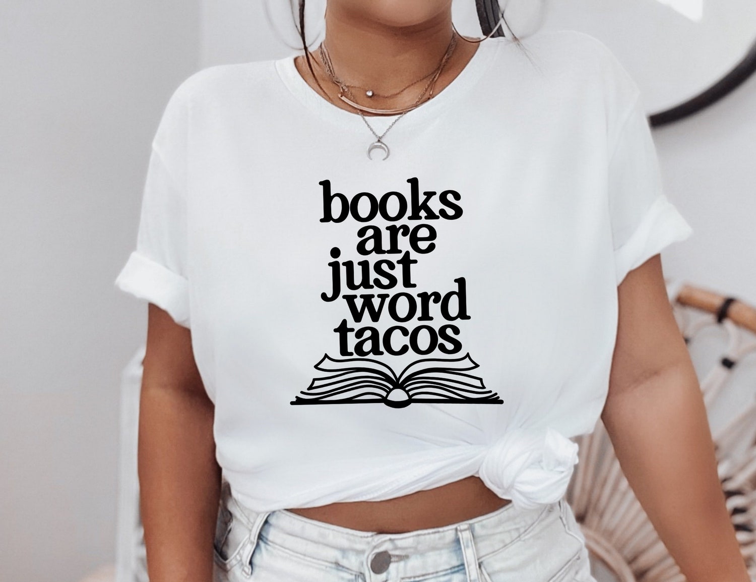 Books Are Just Word Tacos Bibliophile Lover Reading TBR Pile Funny Shirt image 4