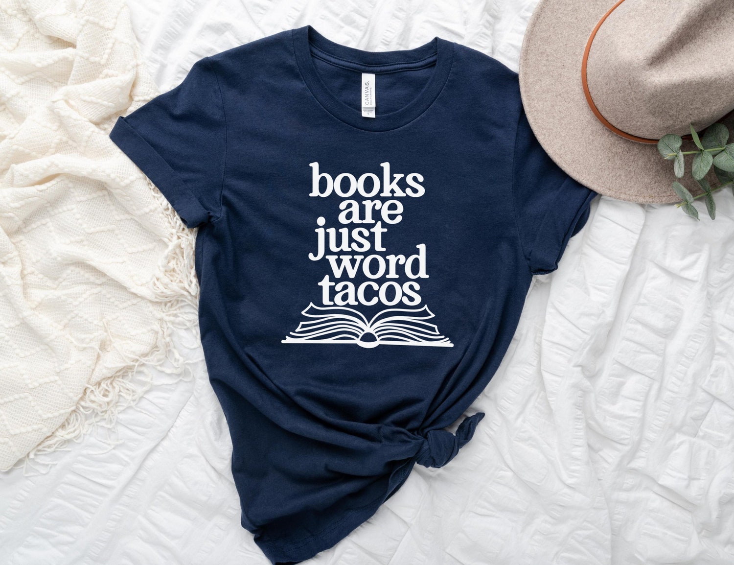 Books Are Just Word Tacos Bibliophile Lover Reading TBR Pile Funny Shirt image 5