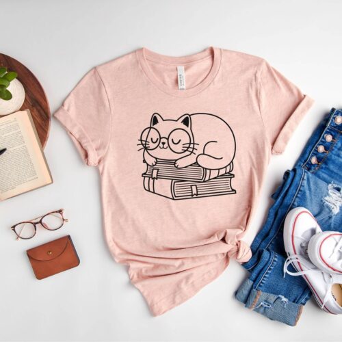 Cat Women Mom Funny Kitten Lover Mama Bookish Cute Funny Birthday Shirt image 0