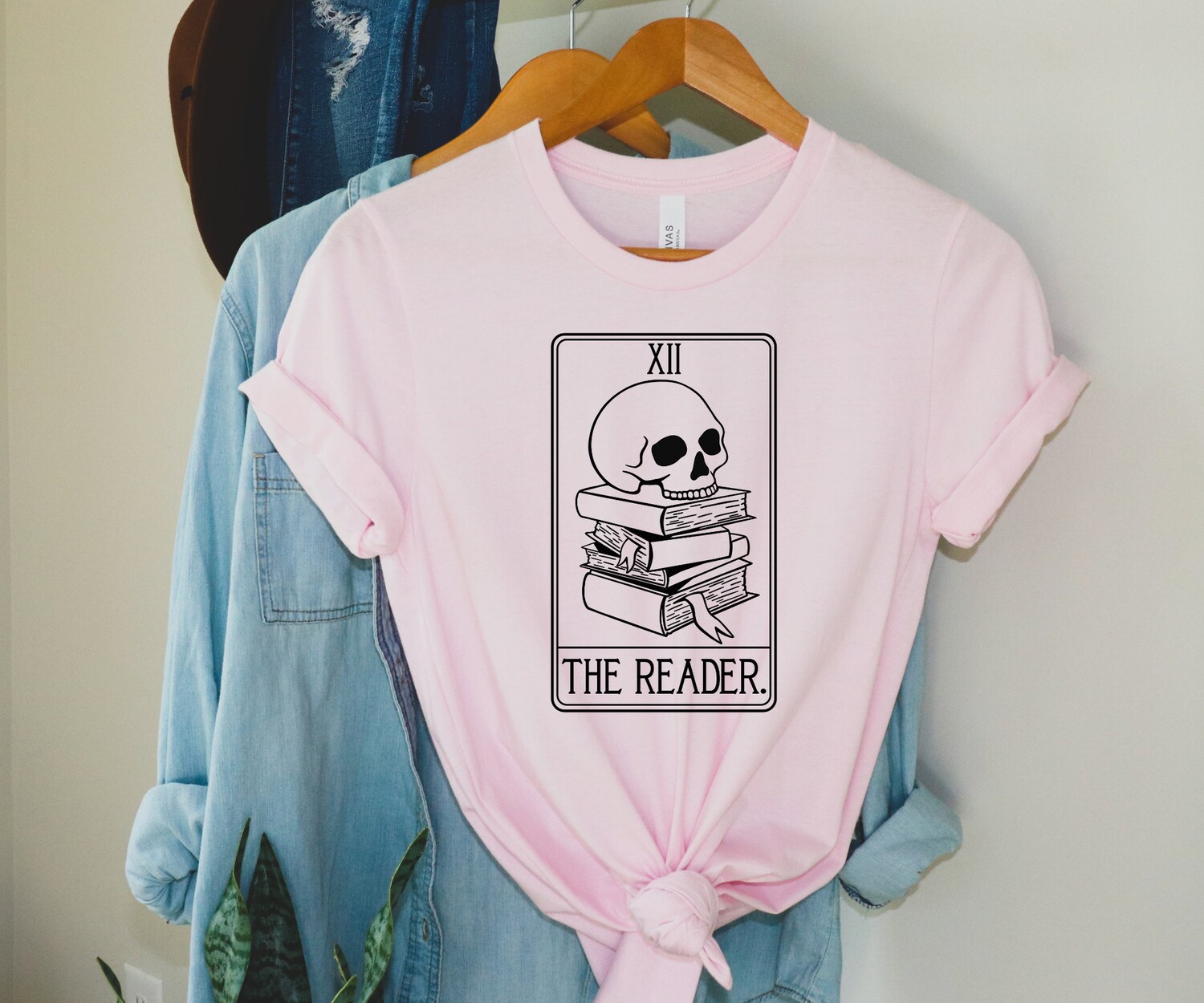 Bookish Death By TBR Pile Tarot Card The Reader Skull Librarian Lover Shirt image 4