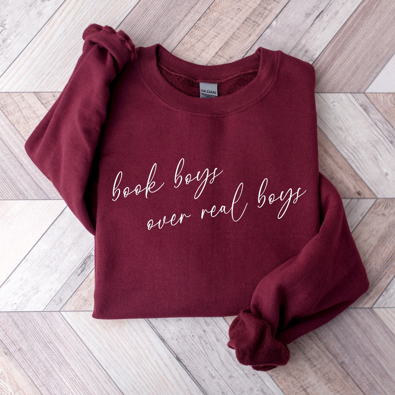 Book Boys Over Real Boys Lover Fantasy Romance Reading Fangirl Sweatshirt image 1