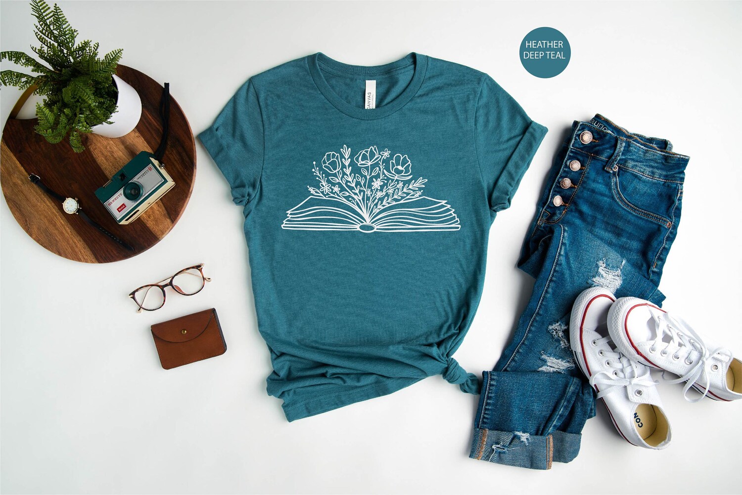 Floral Book Lover Reading Teacher Flower One More Chapter Librarian Shirt image 4