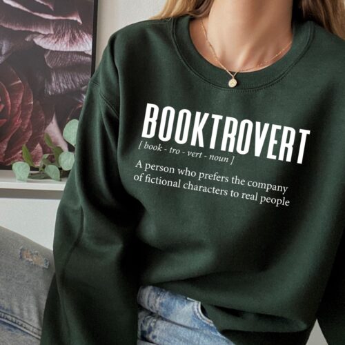 Booktrovert Definition Bibliophile Lover Reading Librarian Teacher Sweatshirt image 0