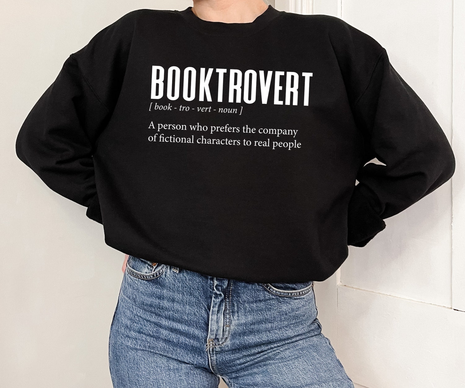 Booktrovert Definition Bibliophile Lover Reading Librarian Teacher Sweatshirt image 3