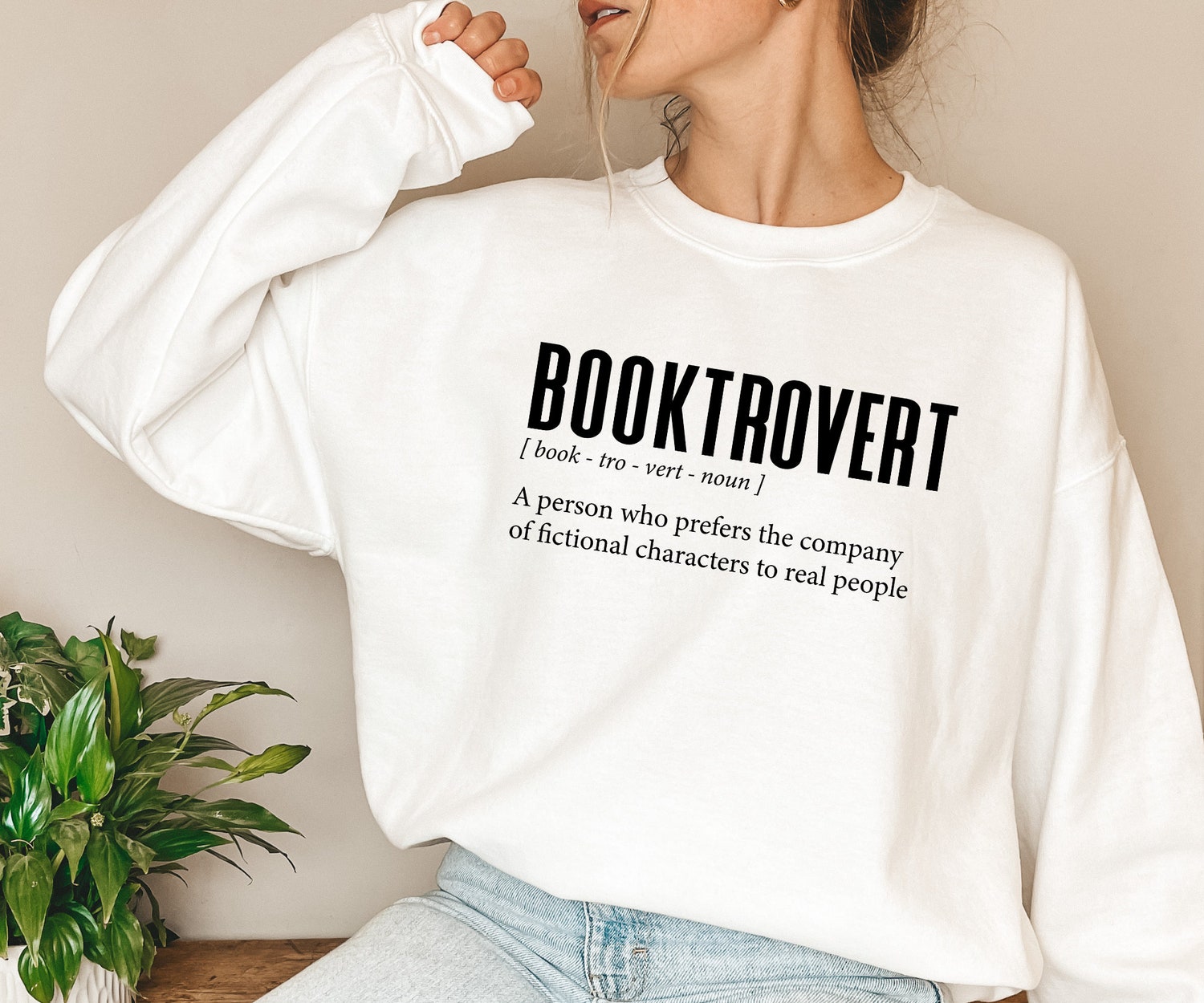 Booktrovert Definition Bibliophile Lover Reading Librarian Teacher Sweatshirt image 7