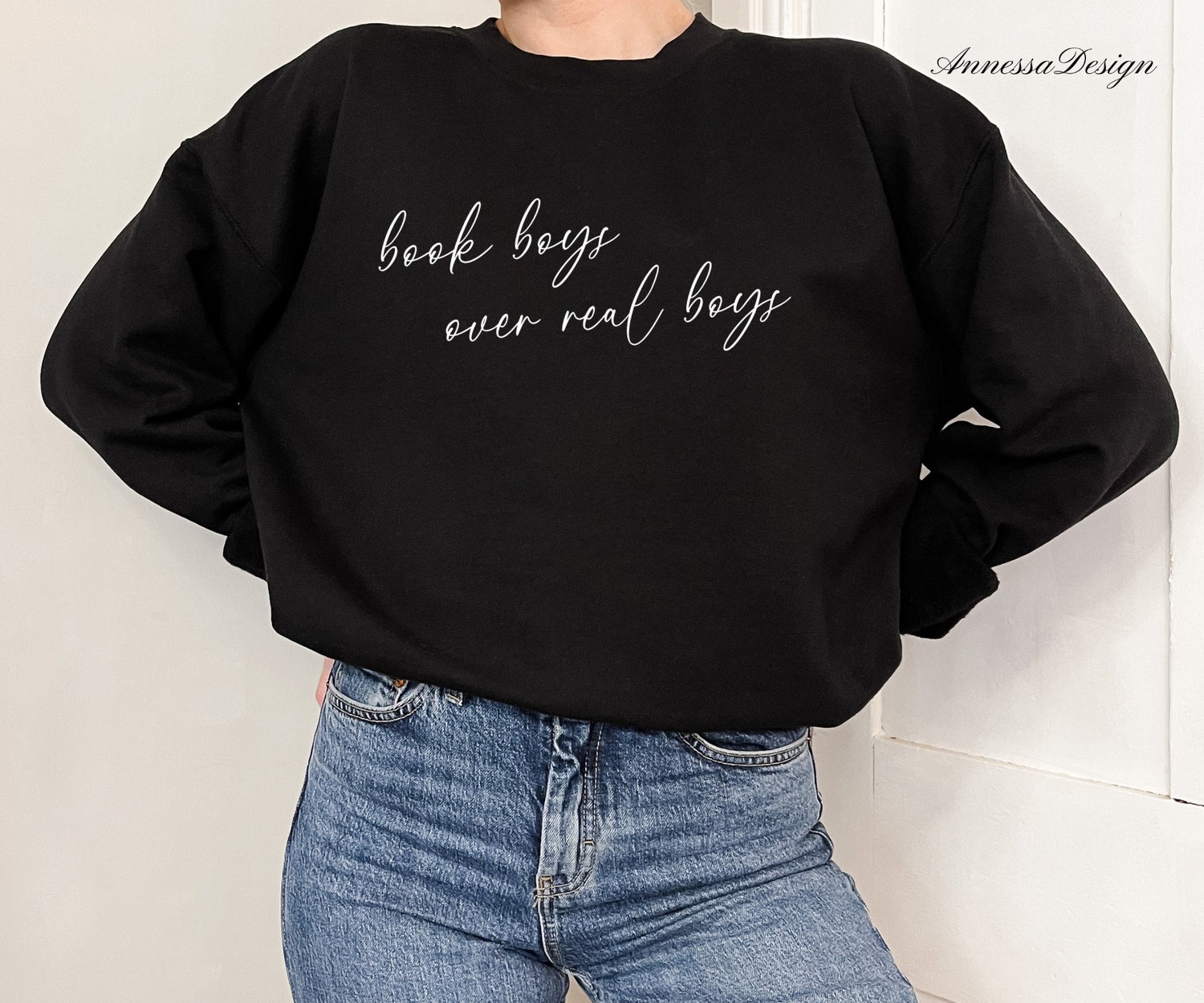 Book Boys Over Real Boys Lover Fantasy Romance Reading Fangirl Sweatshirt image 5