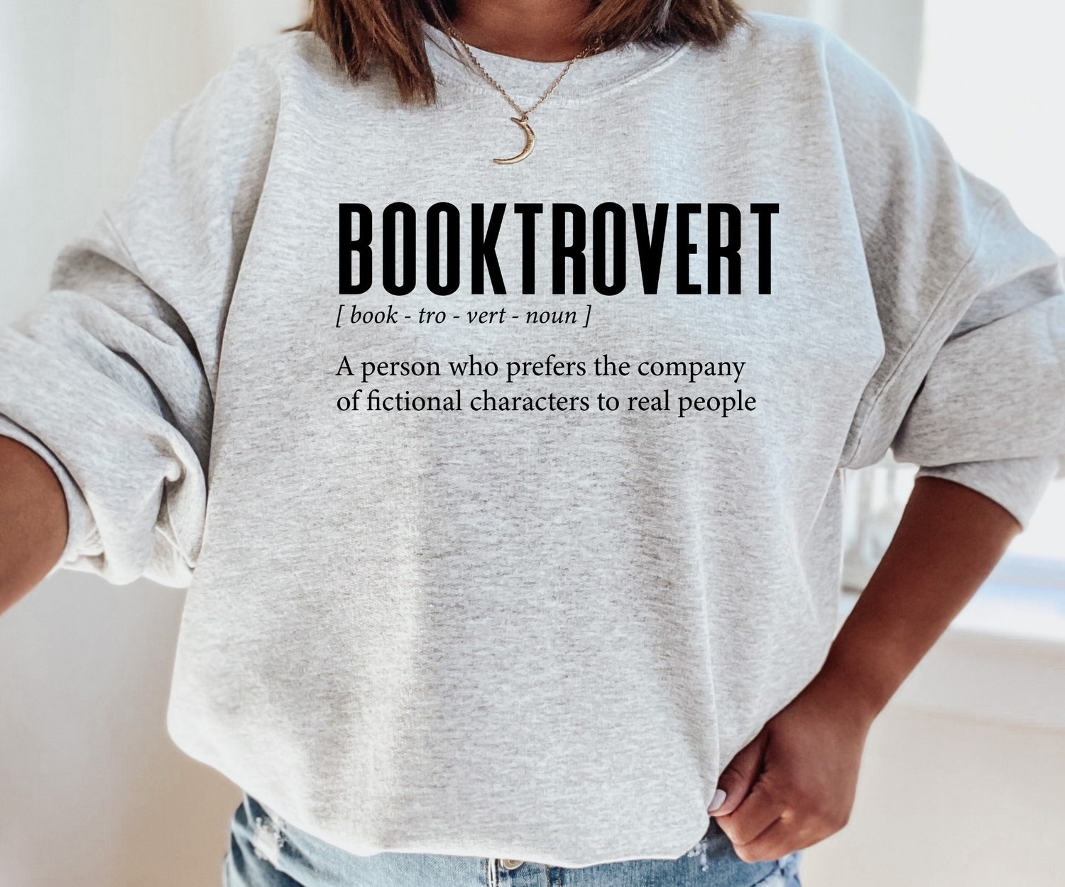 Booktrovert Definition Bibliophile Lover Reading Librarian Teacher Sweatshirt image 6