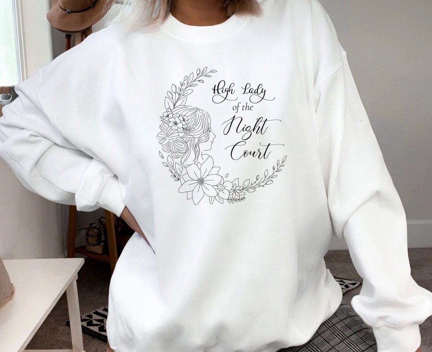 High Lady Of The Night Court Inspired Acotar Bookish Fandom Sweatshirt image 1