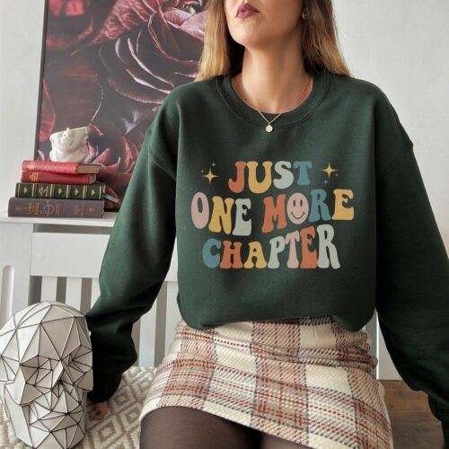 Retro Just One More Chapter Bookish Reading Literature Librarian Sweatshirt image 0