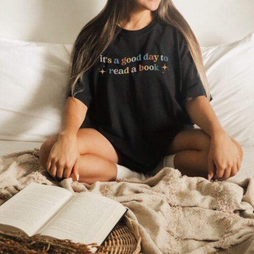 Retro It's A Good Day To Read Bookish Poet Literature Librarian Indie Shirt image 0