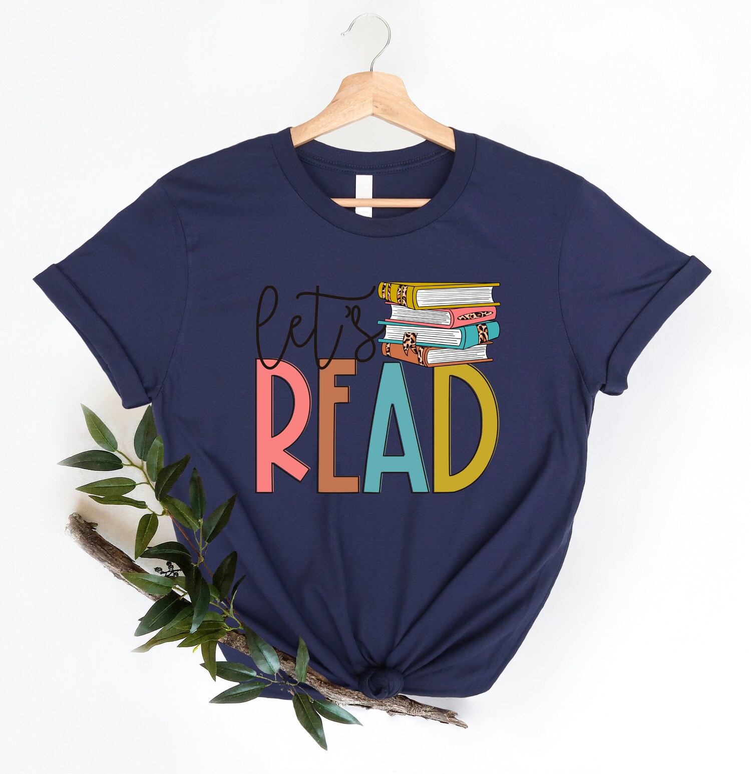 Let's Read Shirt Book Lover Librarian Teacher Bookworm Reading Nature Lover Gift image 3