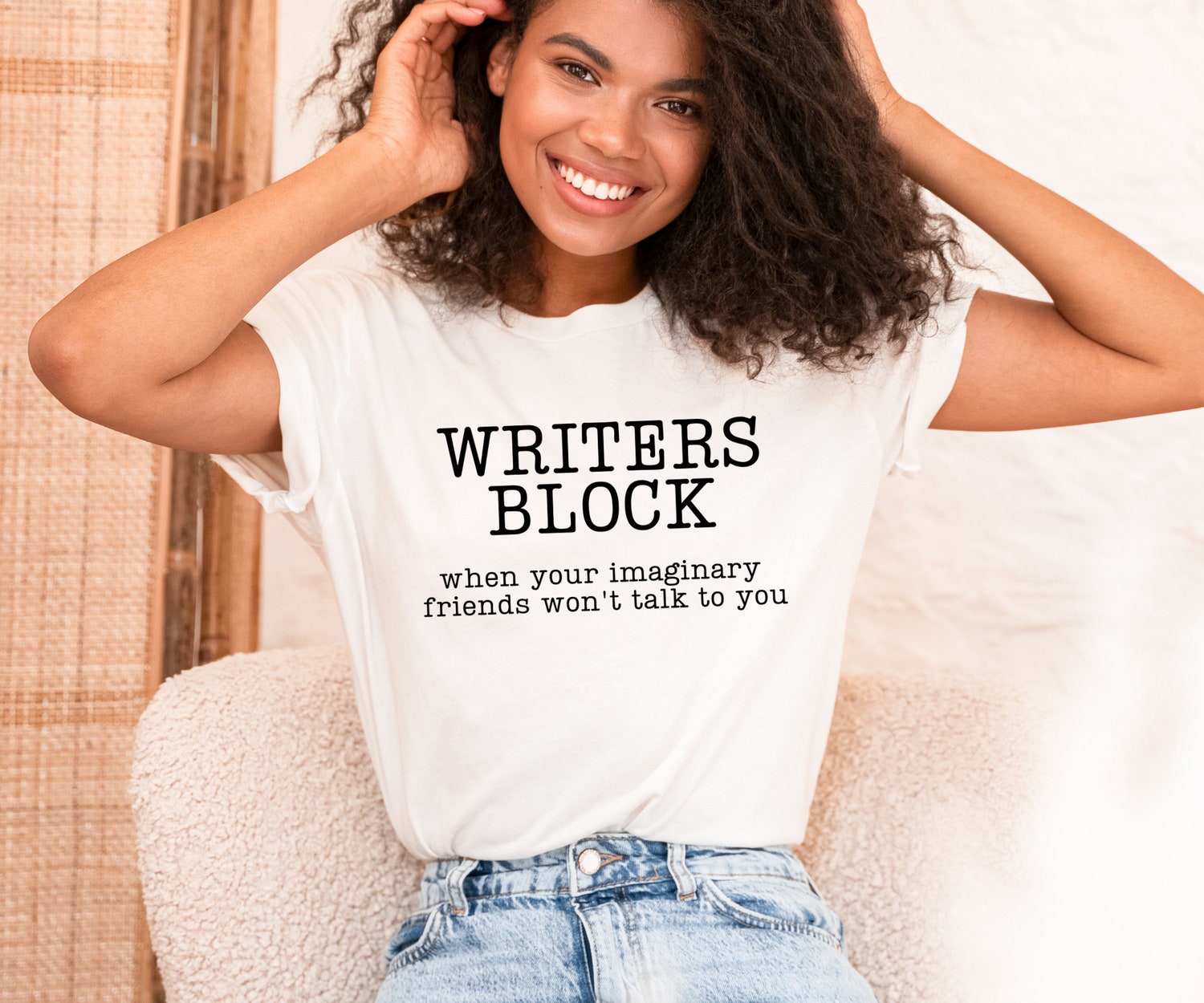 Writers Block When Your Imaginary Friends Won't Talk To You Funny Book Author Shirt image 2