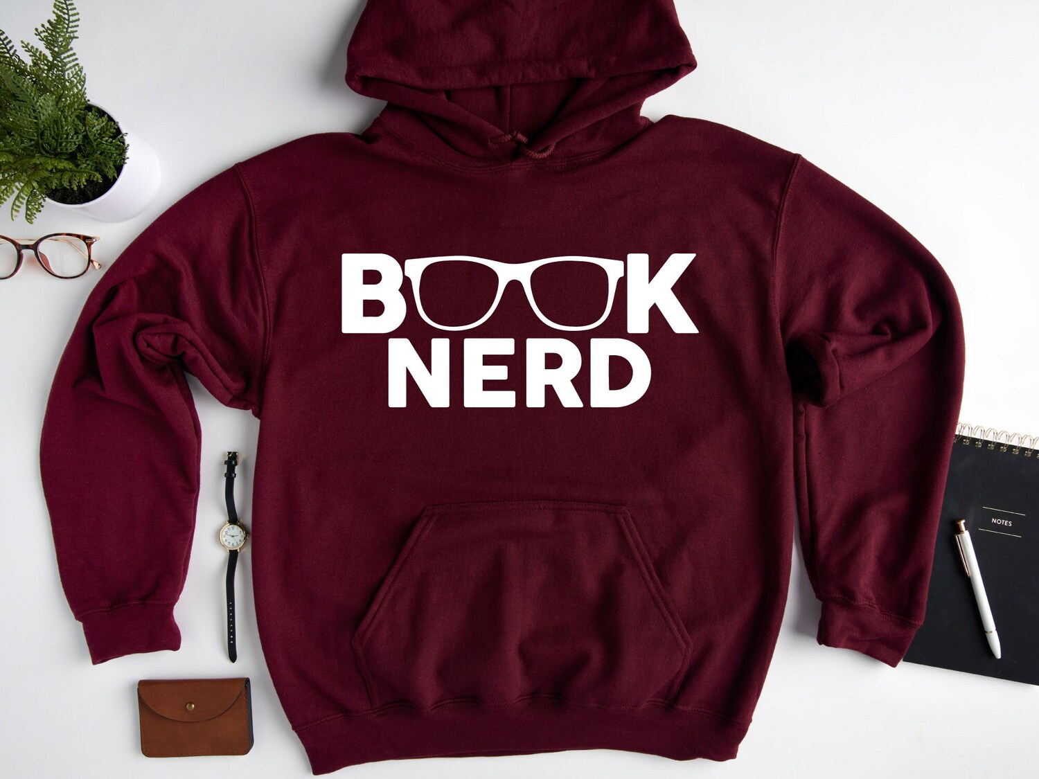 Book Nerd Lover Funny Reading Glass Librarian Teacher Literature Hoodie image 2