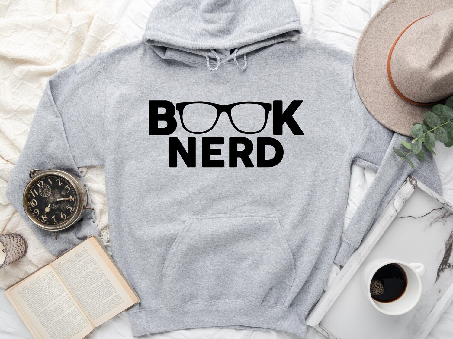 Book Nerd Lover Funny Reading Glass Librarian Teacher Literature Hoodie image 1