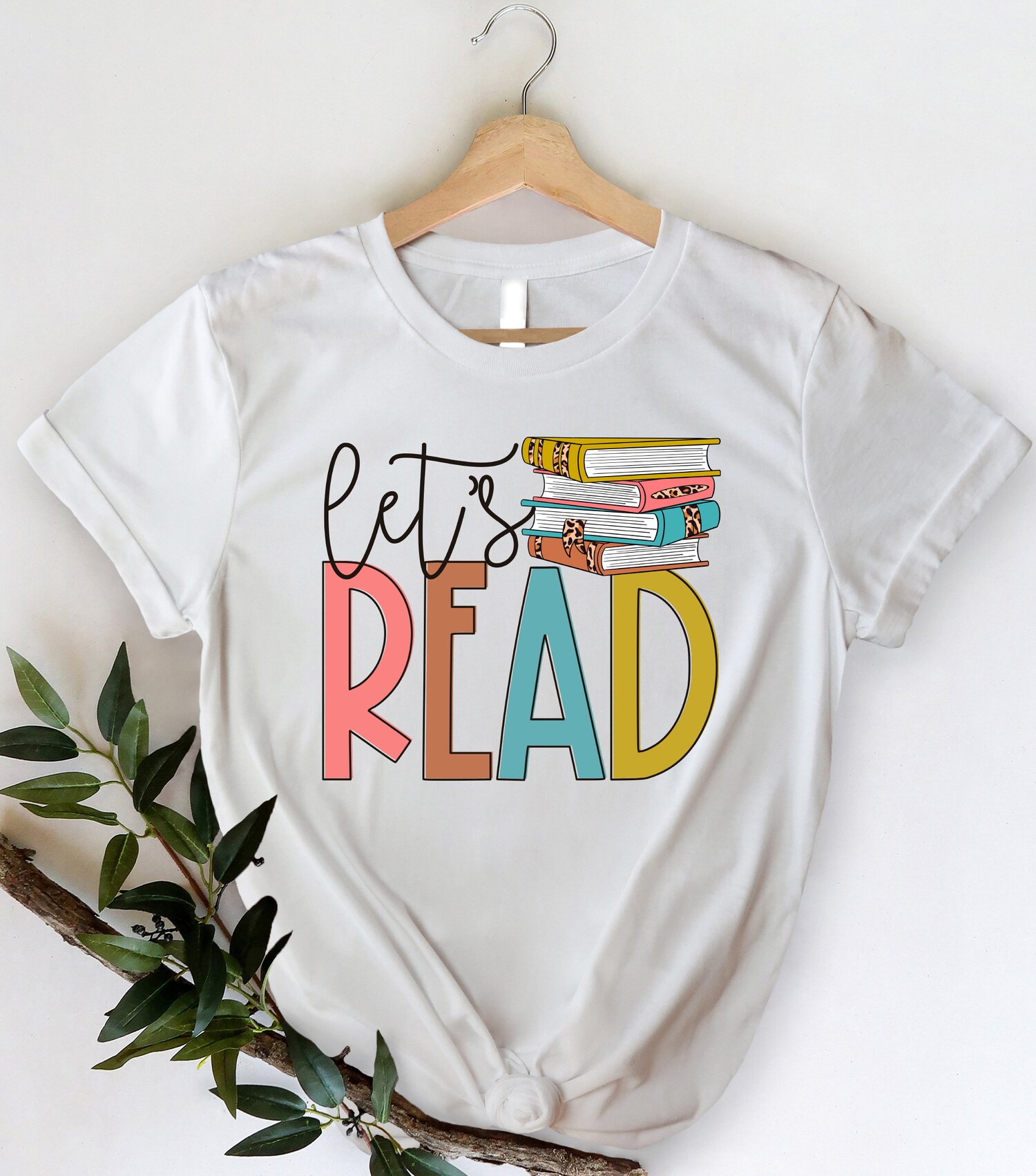 Let's Read Shirt Book Lover Librarian Teacher Bookworm Reading Nature Lover Gift image 1