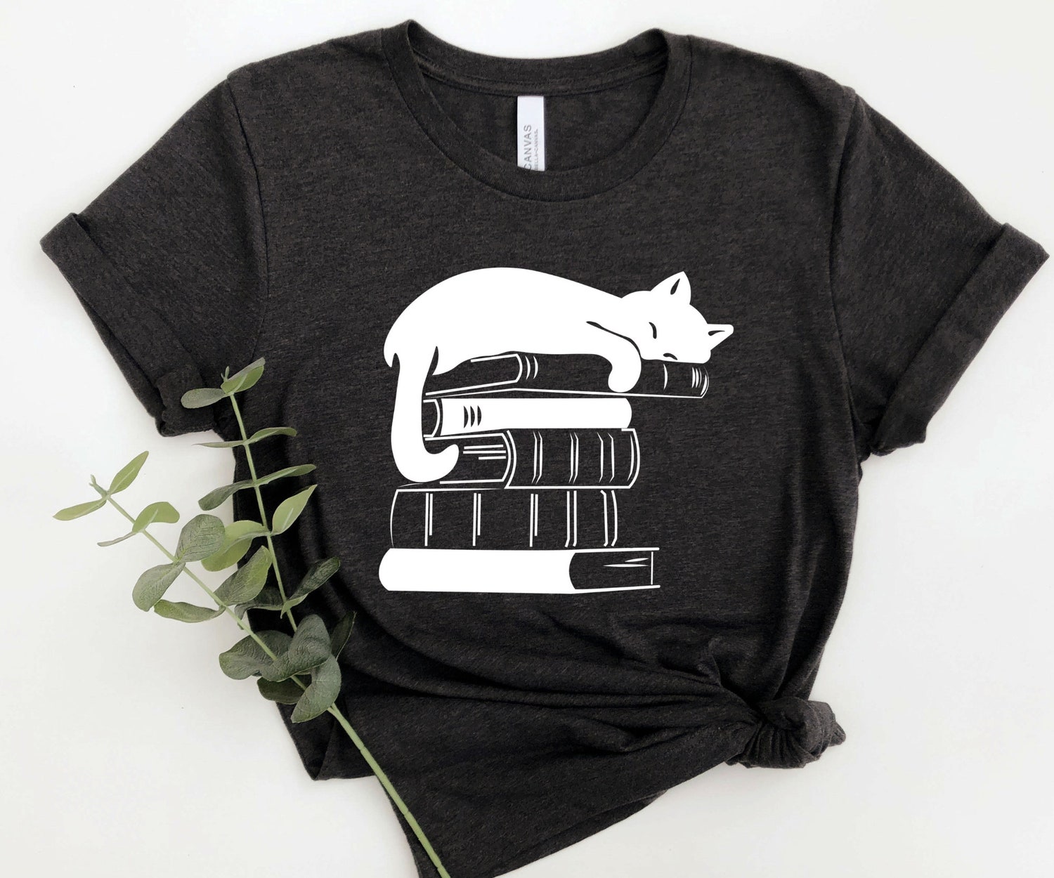 Black Cat Book Reading Lover Teacher Librarian Literature Mom Women Shirt image 3