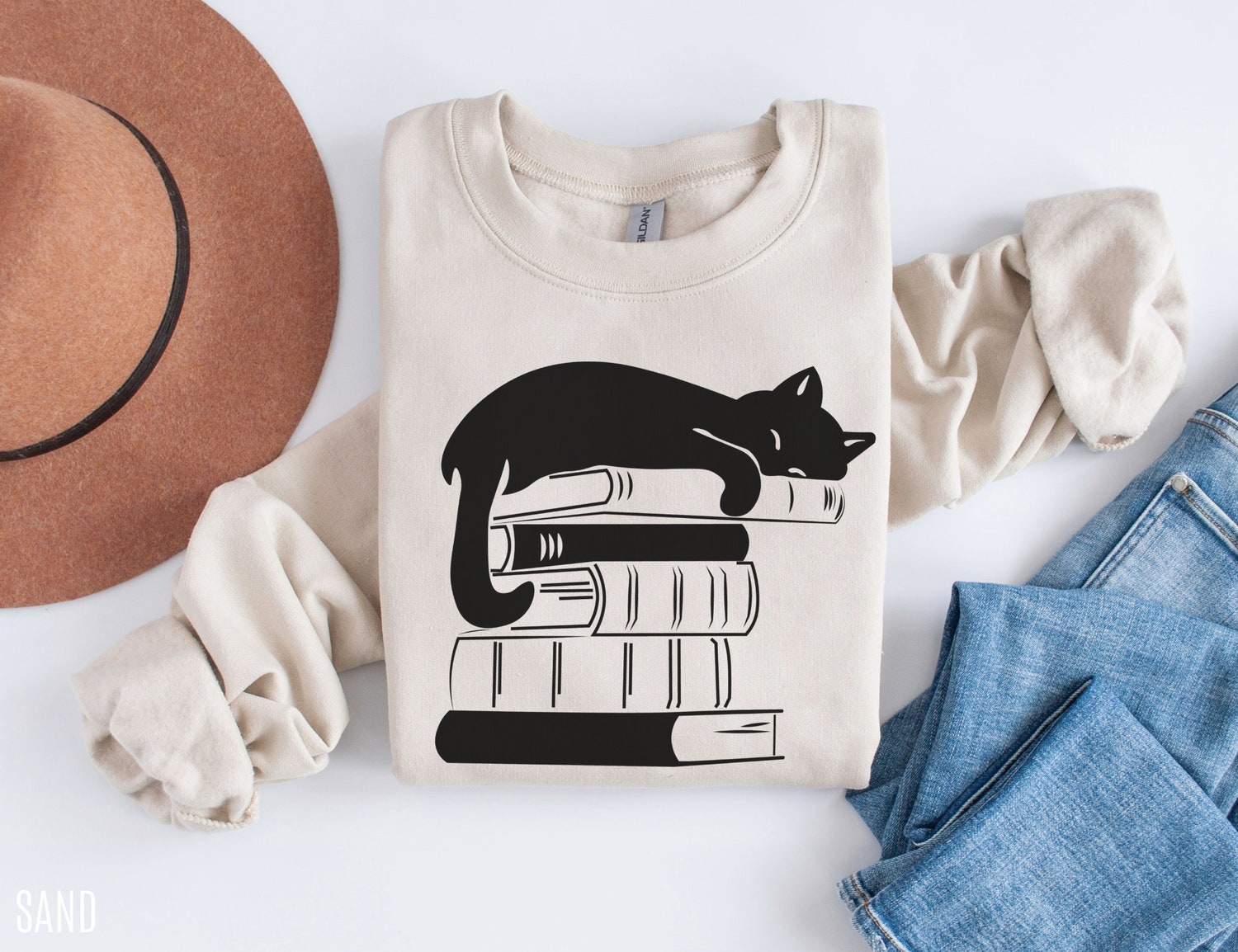 Cat Bookish Reading Lover Teacher Librarian Literature Women Sweatshirt image 1