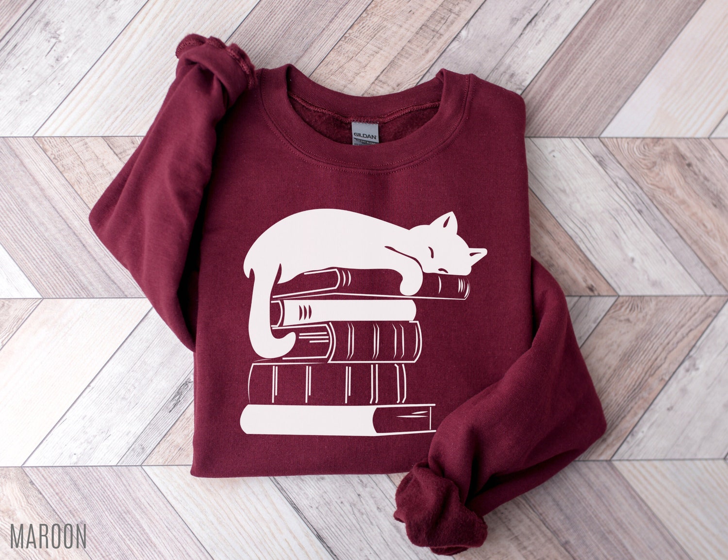 Cat Bookish Reading Lover Teacher Librarian Literature Women Sweatshirt image 3