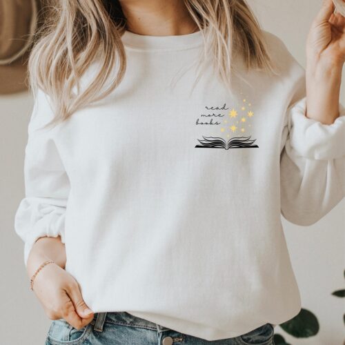 Read More Books Lover Raglan Teacher Librarian Star Literature Sweatshirt image 0