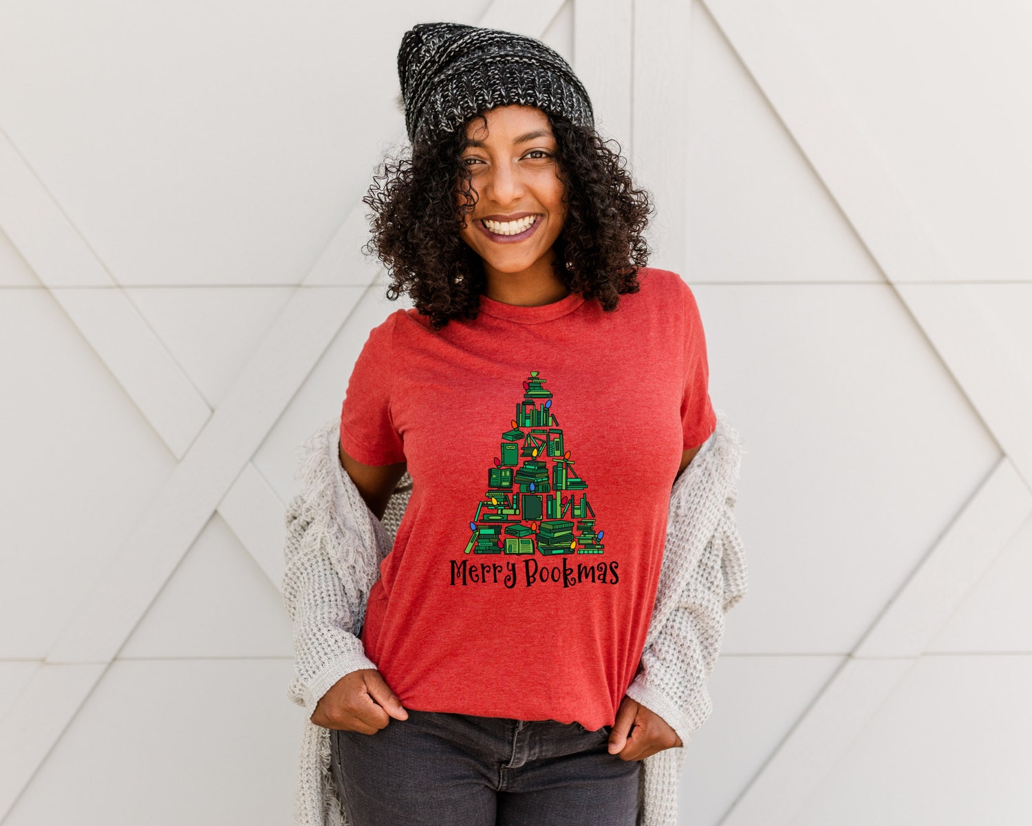 Merry Bookmas Lover Christmas Women's Cute Librarian Party Shirt image 2