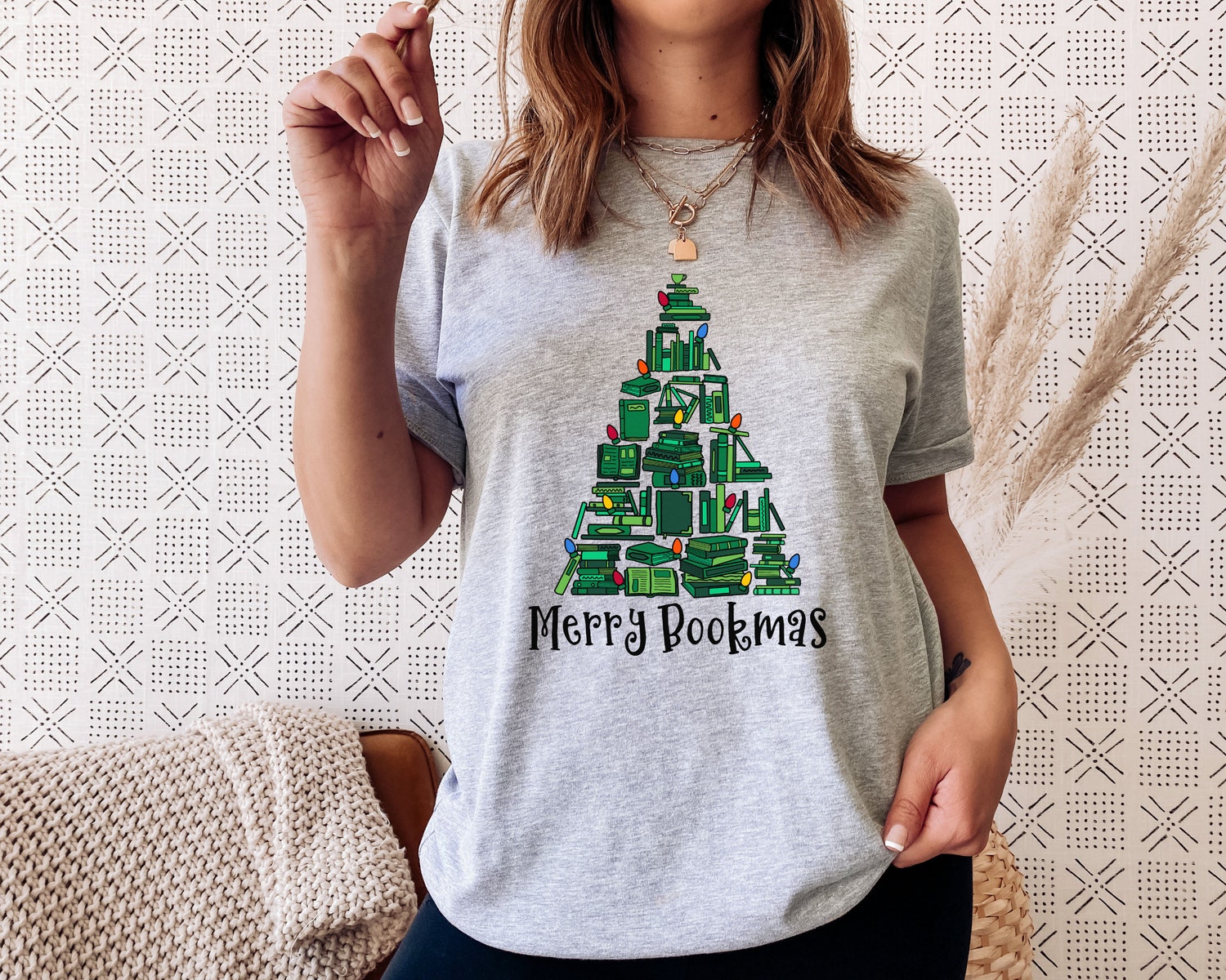 Merry Bookmas Lover Christmas Women's Cute Librarian Party Shirt image 4