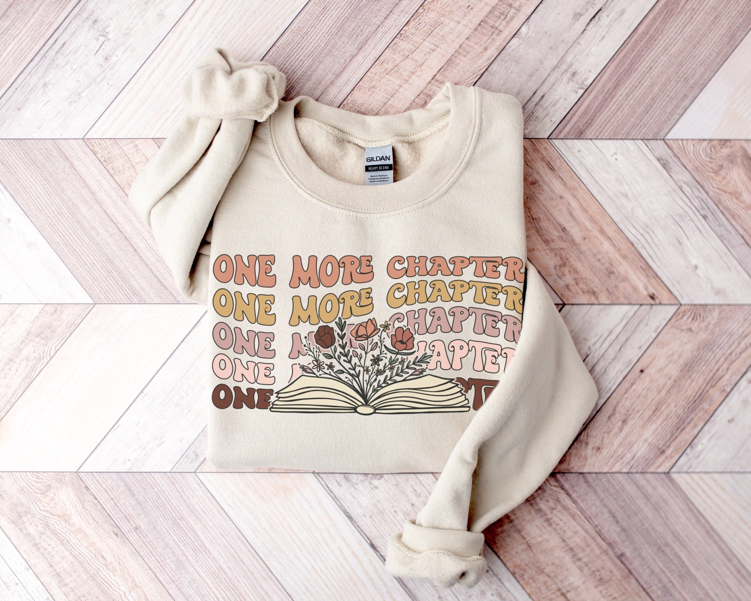 One More Chapter Bookish Reading Lover Librarian Flower Floral Sweatshirt image 1