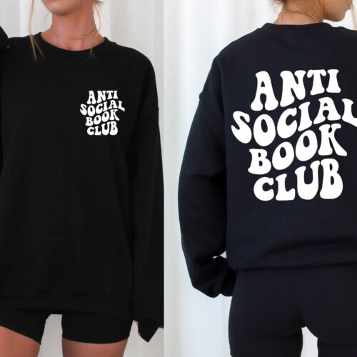 Anti Social Book Club Crew Reading Lovers Teacher Librarian Sweatshirt image 0