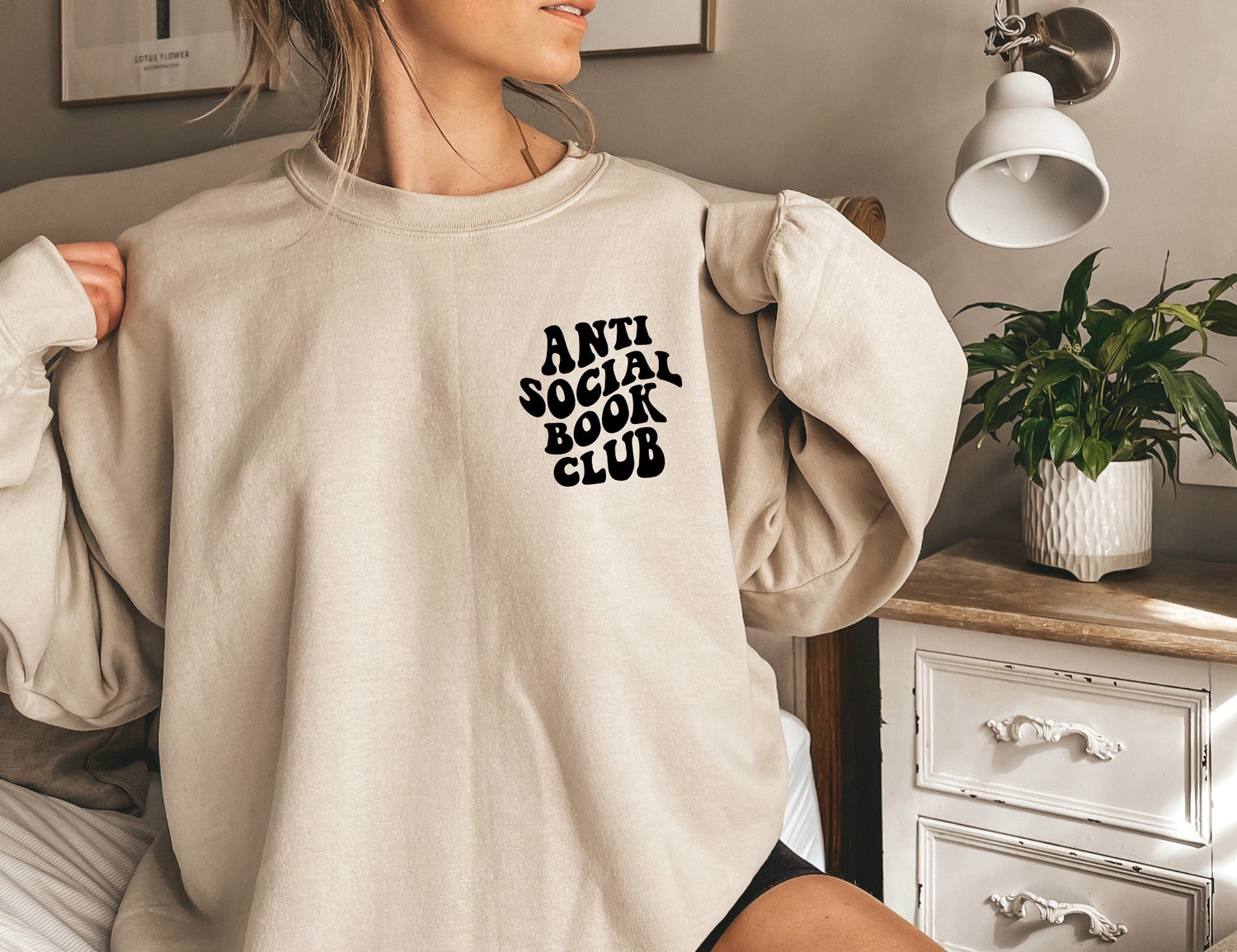 Anti Social Book Club Crew Reading Lovers Teacher Librarian Sweatshirt image 1