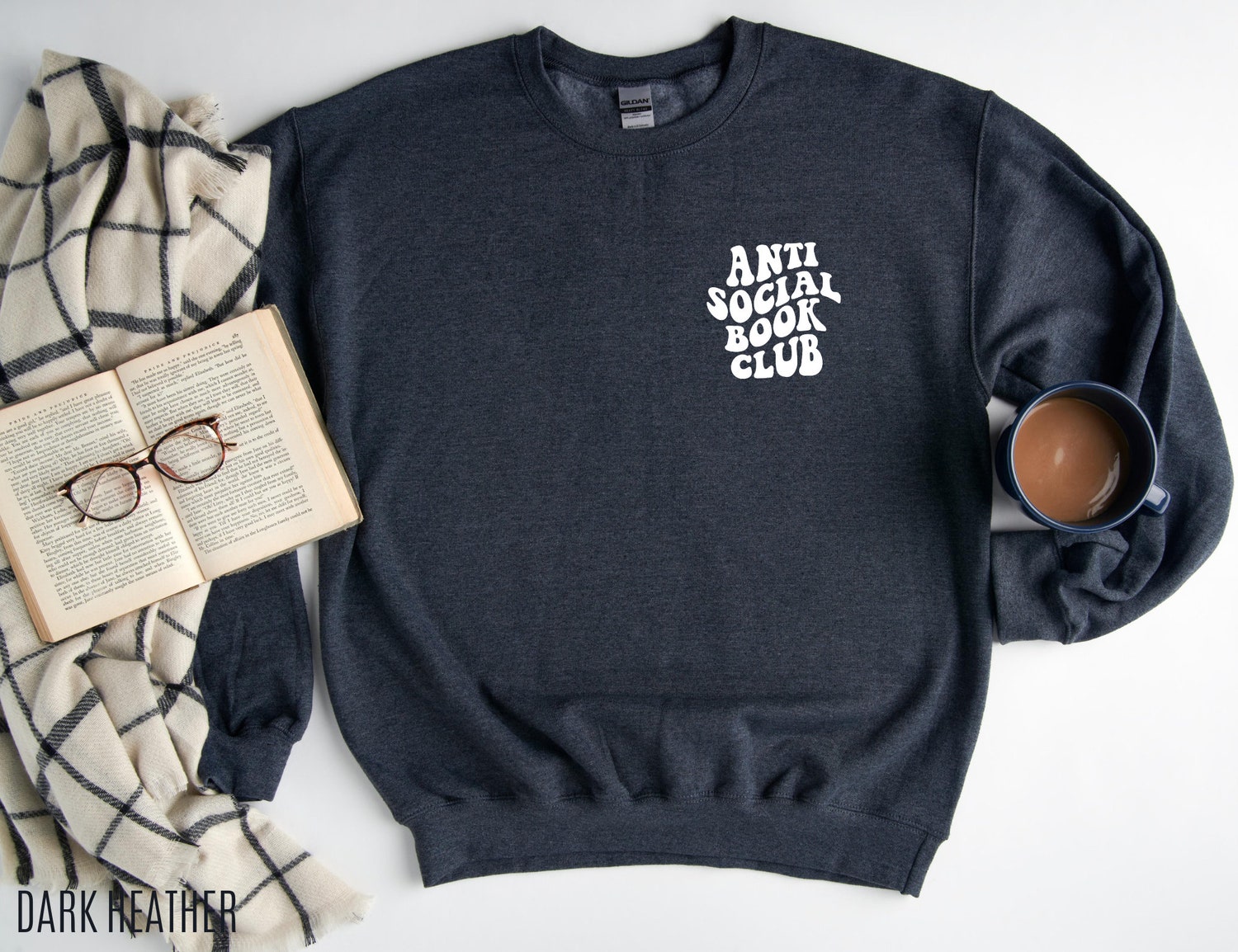 Anti Social Book Club Crew Reading Lovers Teacher Librarian Sweatshirt image 4