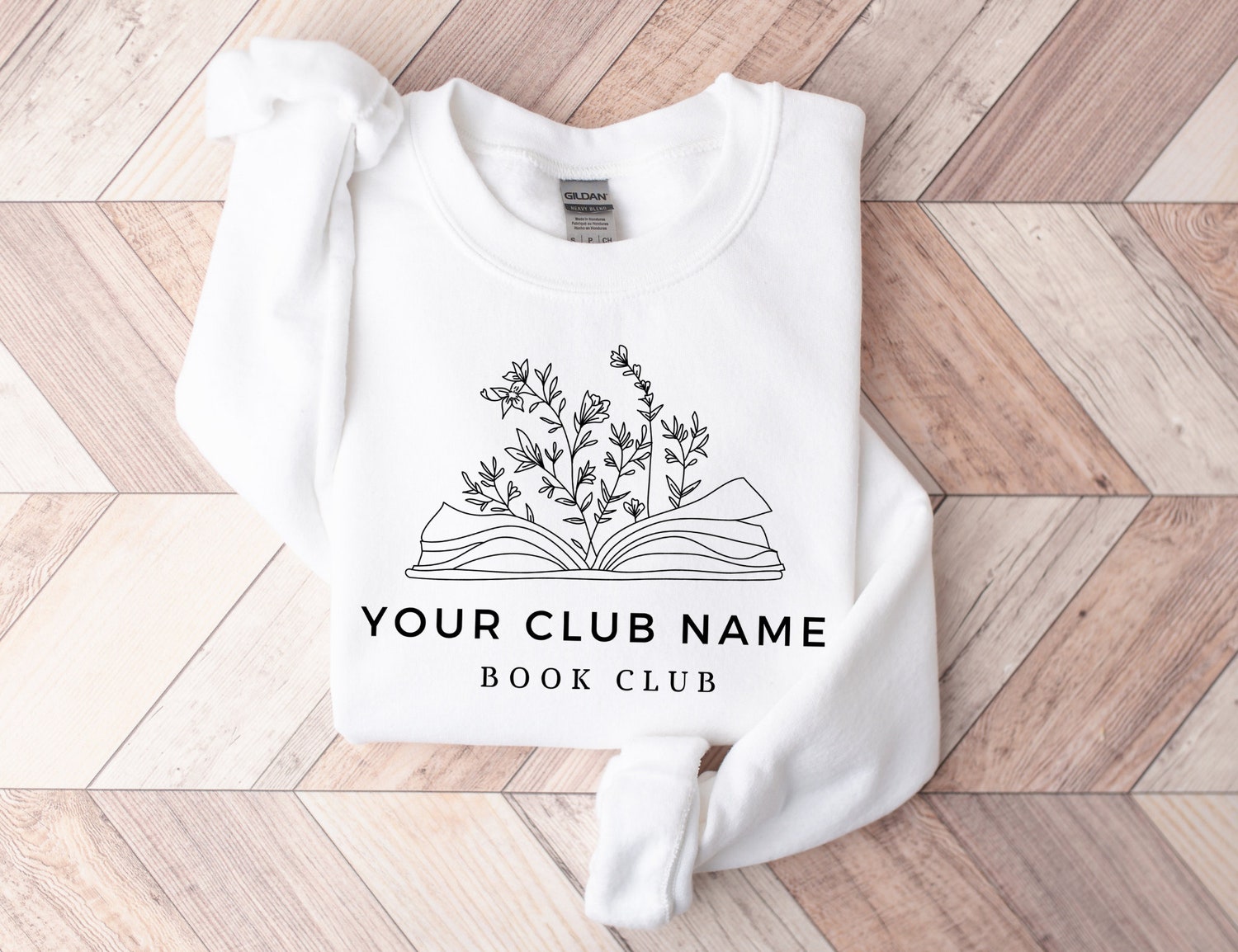 Custom Book Club Name Reading Flowers Floral Mom Women Cute Sweatshirt image 2