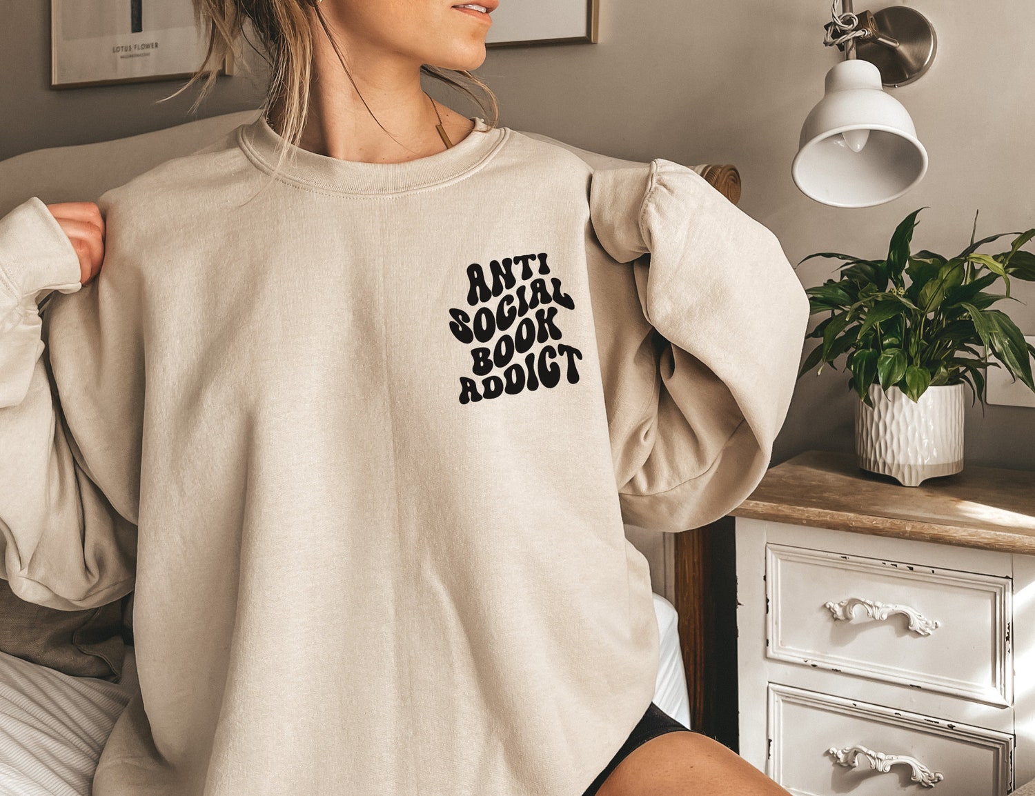 Anti Social Book Addict Lover Reading Teacher Librarian Literary Sweatshirt image 1