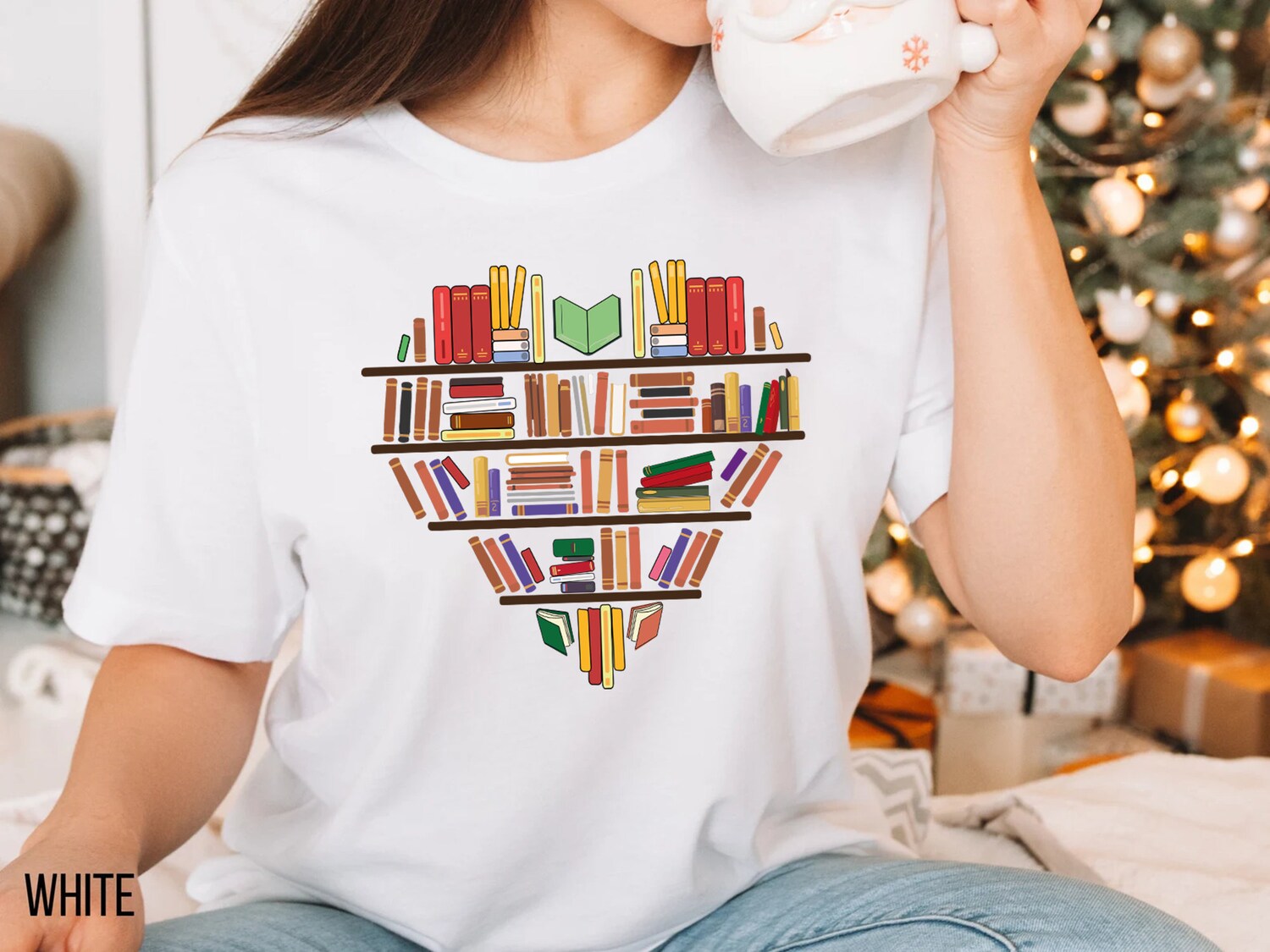 Book Lover Librarian Reading Nerd Shelf Teacher Heart Literature Shirt image 4