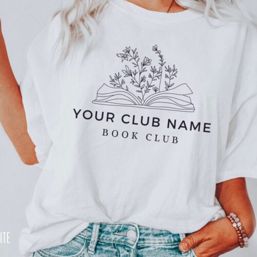 Custom Book Club Reading Flower Floral Teacher Librarian Literature Shirt image 0