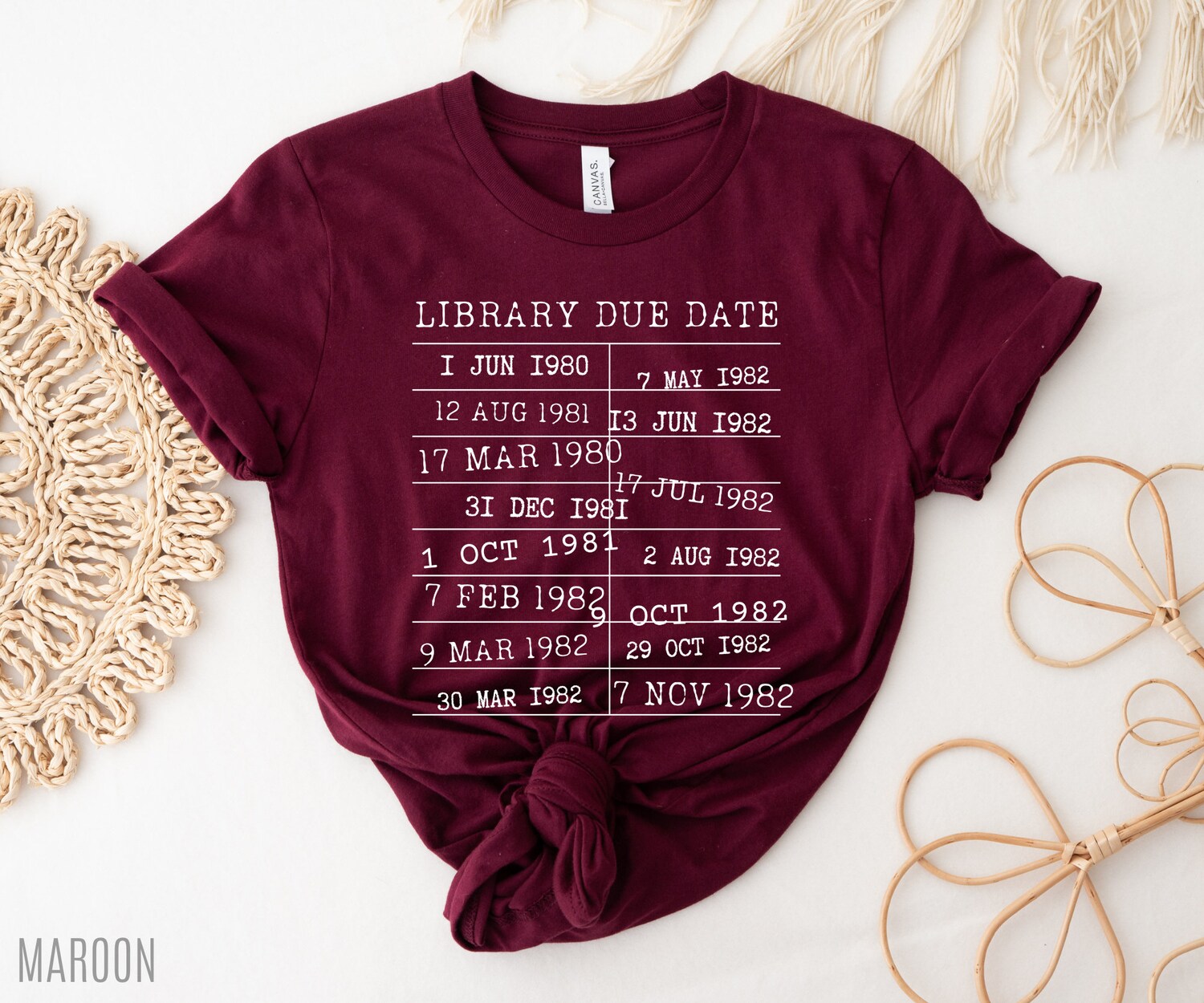 Library Due Date Return Card Book Lovers Literature Teacher Nerd Shirt image 4