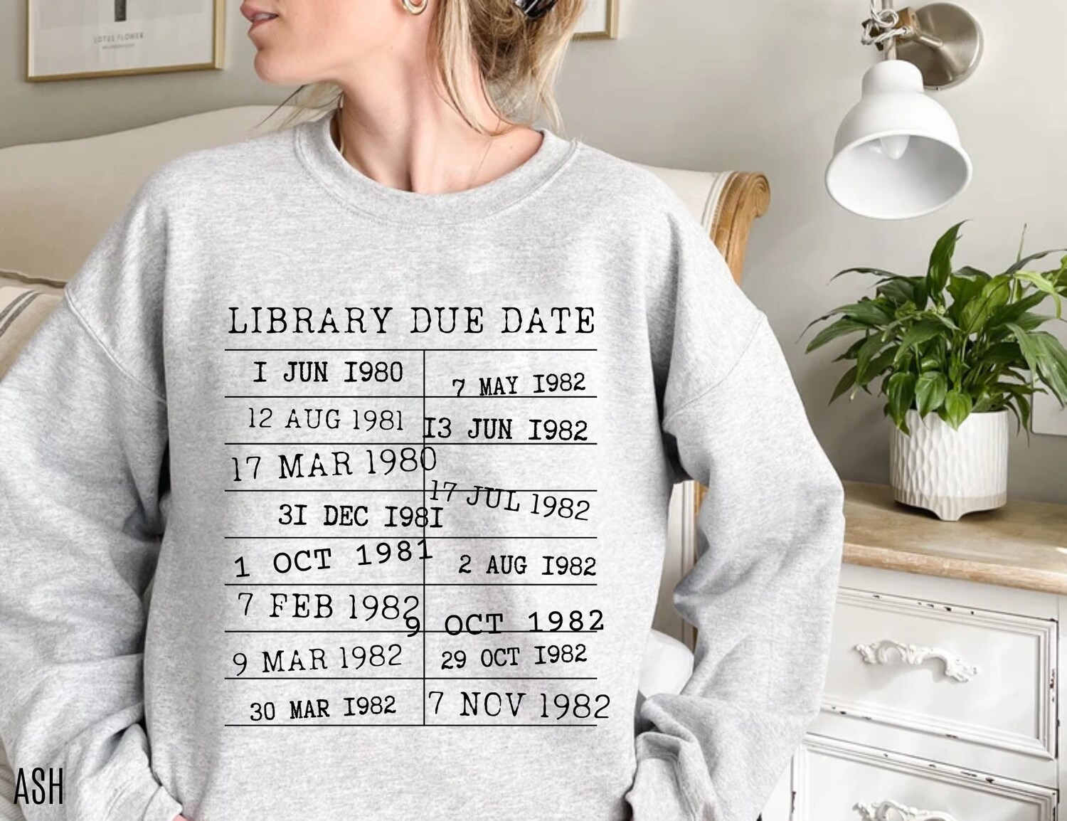 Library Due Date Return Card Bookish Lover Literature Women Sweatshirt image 1