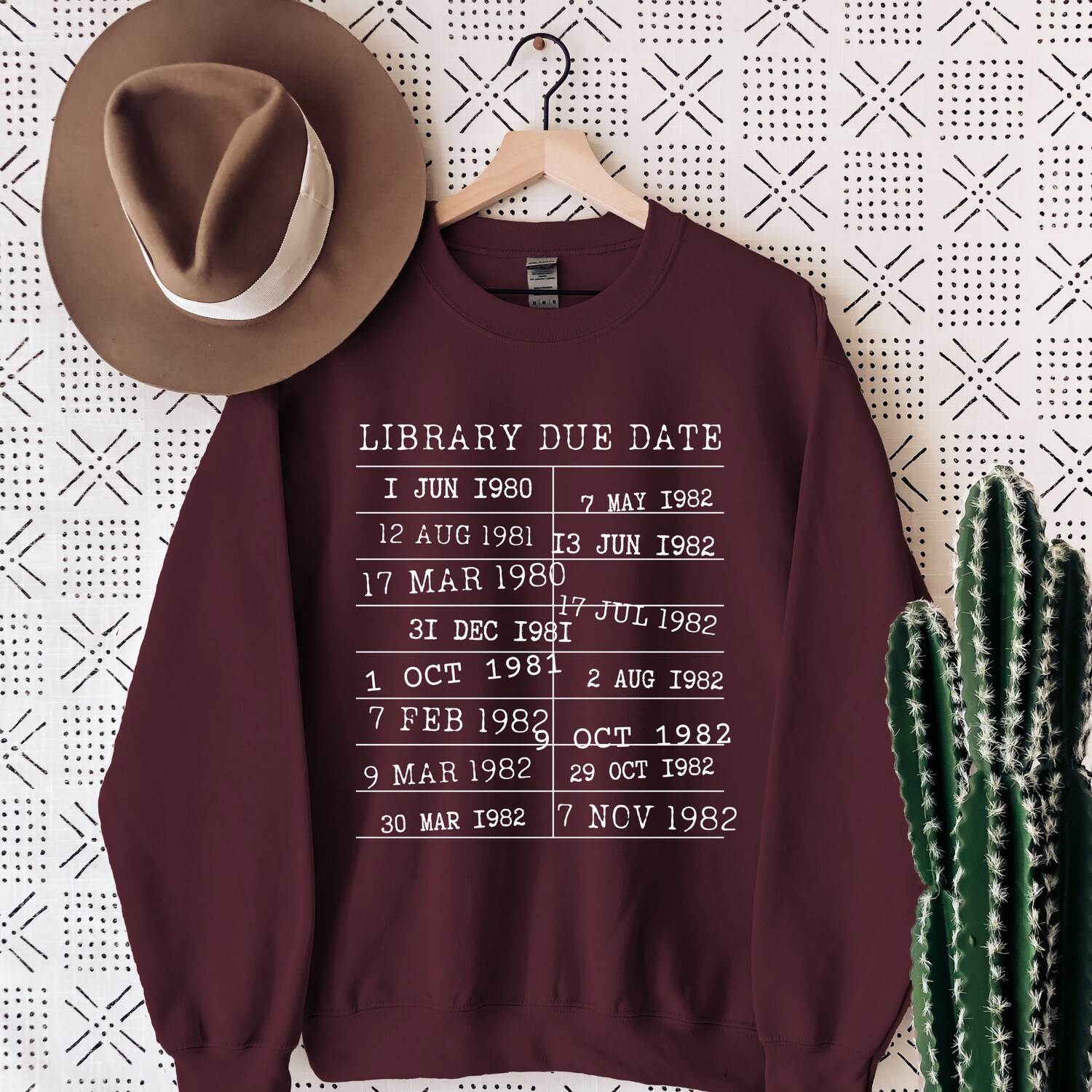 Library Due Date Return Card Bookish Lover Literature Women Sweatshirt image 5