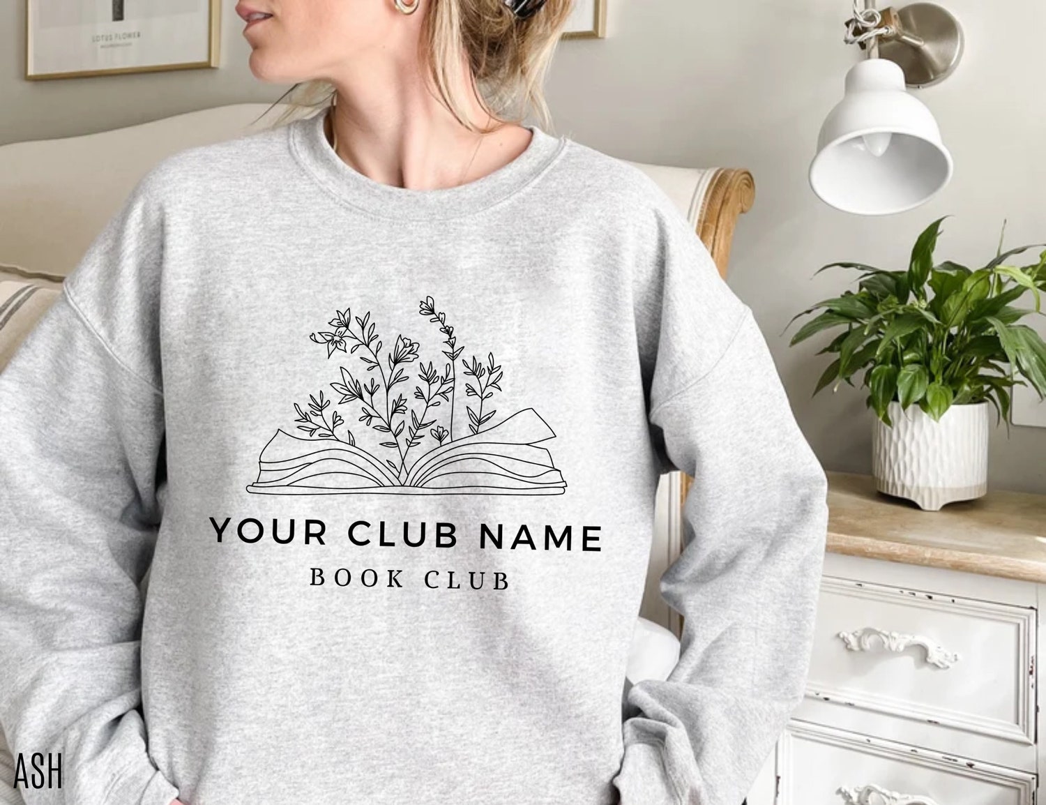 Custom Book Club Name Reading Flowers Floral Mom Women Cute Sweatshirt image 5