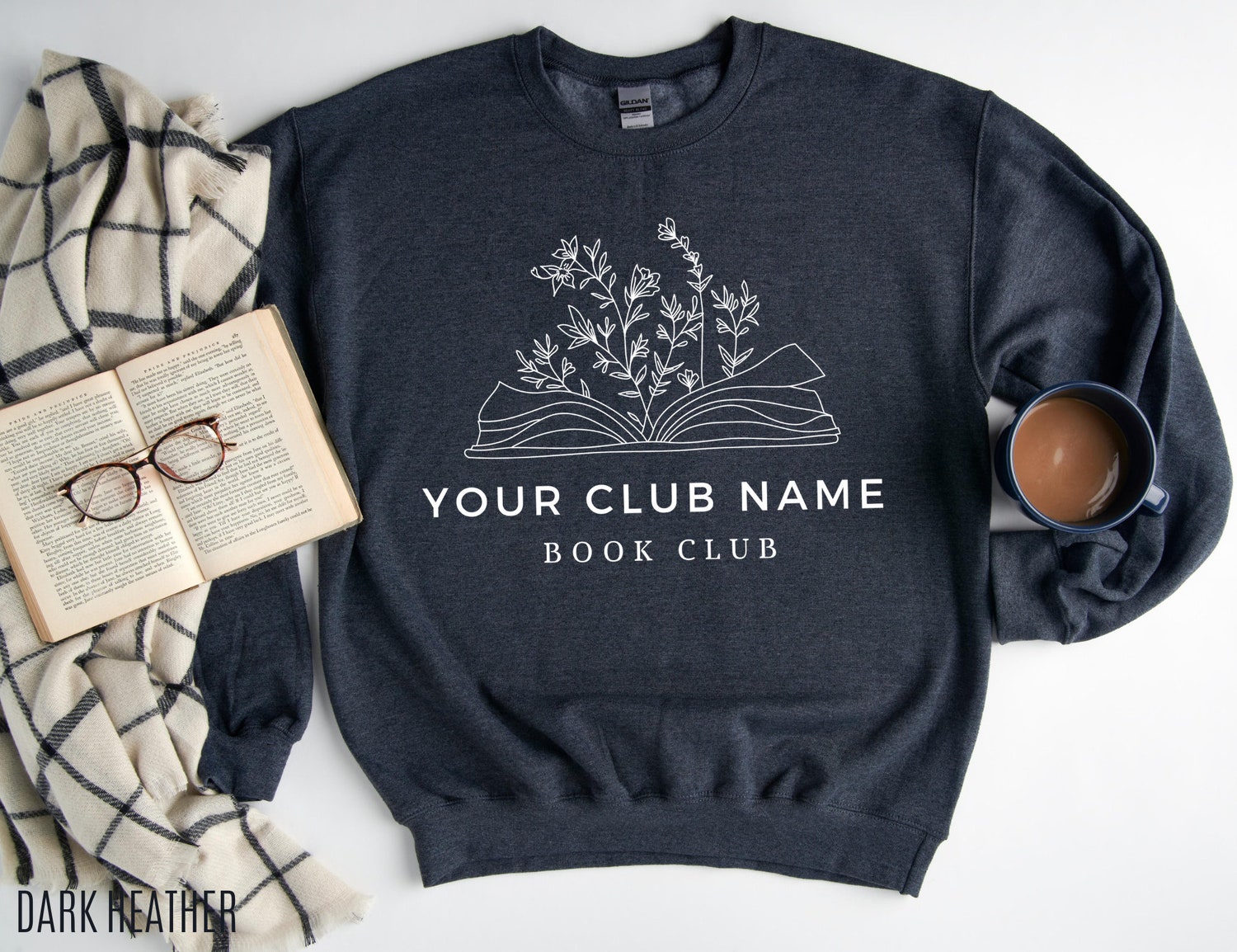 Custom Book Club Name Reading Flowers Floral Mom Women Cute Sweatshirt image 4