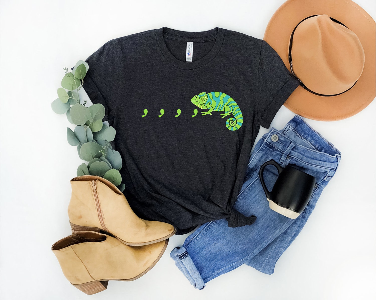 Comma Chameleon Reading Funny Grammar English Teacher Lizard Book Lover Shirt image 4