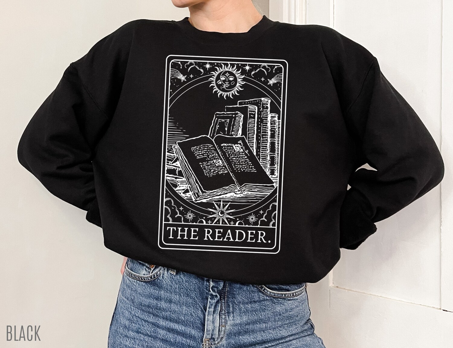 The Reader Tarot Card Bookish Lover Celestial Teacher Librarian Sweatshirt image 4